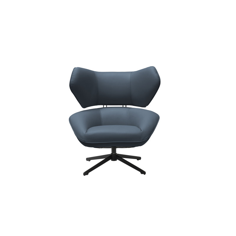 Espedito 100% Top Grain Leather Swivel Chair, Blue Genuine Leather