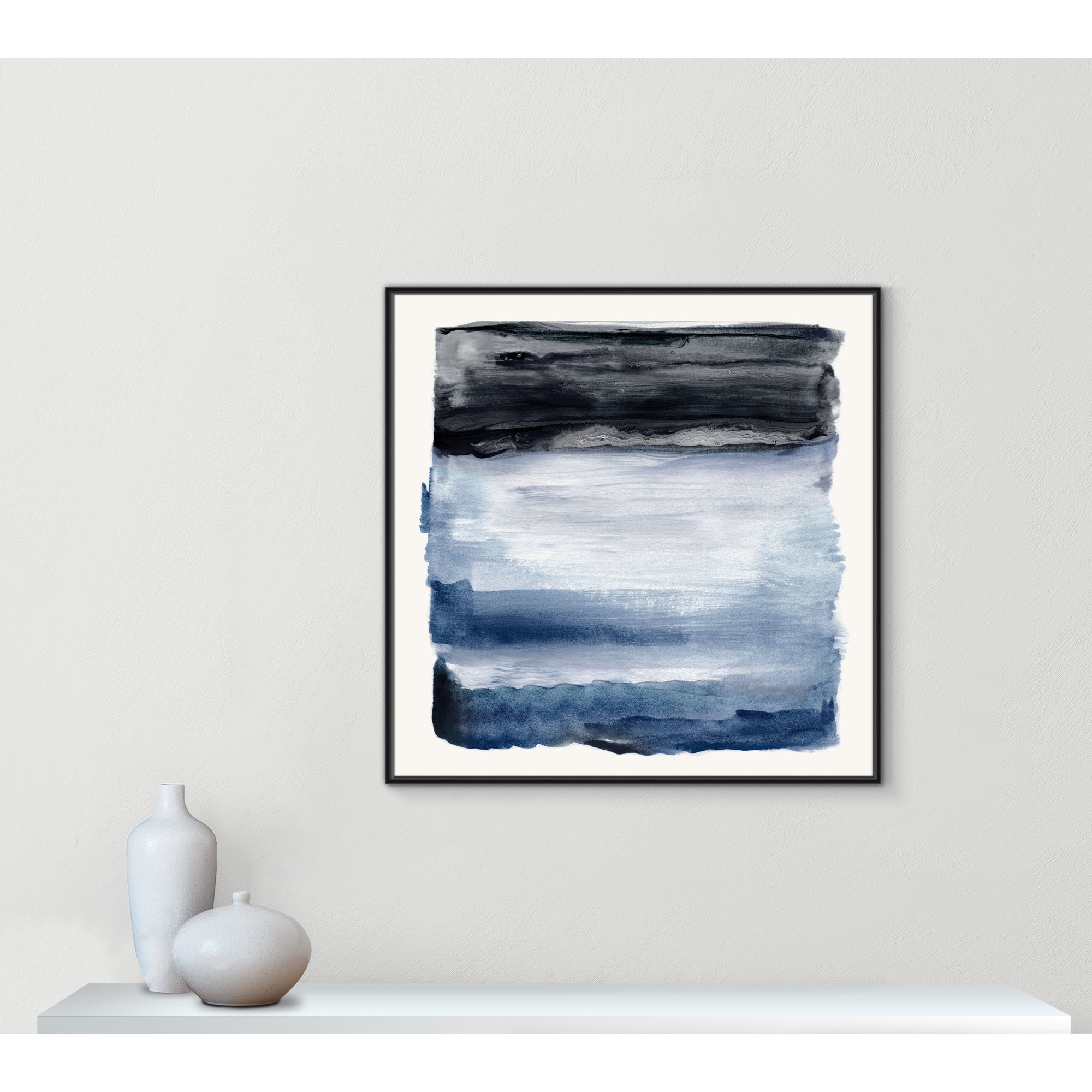 Navy Sky I Print by Nan, 41.5" H x 41.5" W, Black