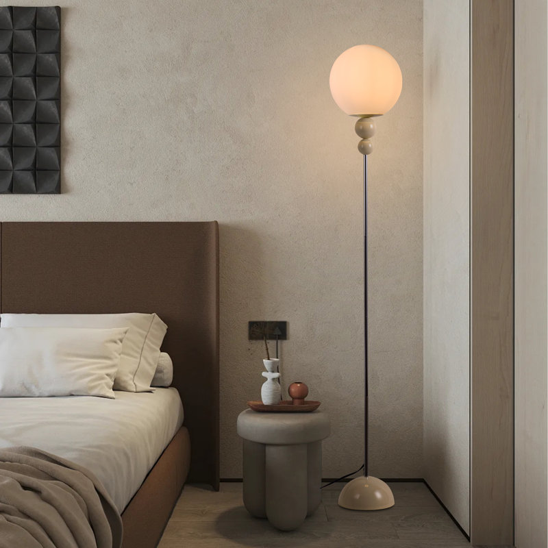  Lampe sur pied moderne en verre blanc 63 po