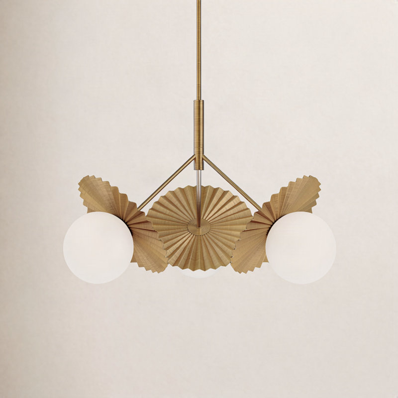 Laki 3 - Light Chandelier, Brushed Gold, 20.88" H x 33.63" W x 33.63" D