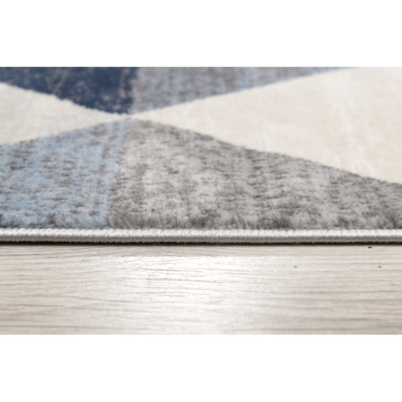 Tapis d'intérieur / bleu / beige à motif géométrique de 7 pi x 10 pi (6 pi 7 po x 9 pi 6 po) Branch Branch Eldin