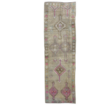 Tapis de couloir unique en laine noué à la main de style années 2000 3 pi 3 po x 10 pi 6 po brun Kars