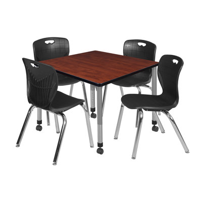 Romig Kee Mobile 36" L Square Breakroom Table and Chair Set