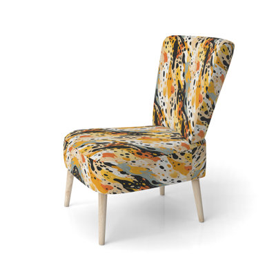 Modern Cheetah Orange And Black Fusion - Upholstered Contemporary Side Chair, Modern Abstract Accent Chair