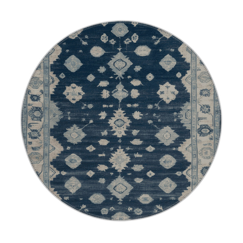 Overdyed Gray Indoor and Outdoor Area Rug, Round 5'