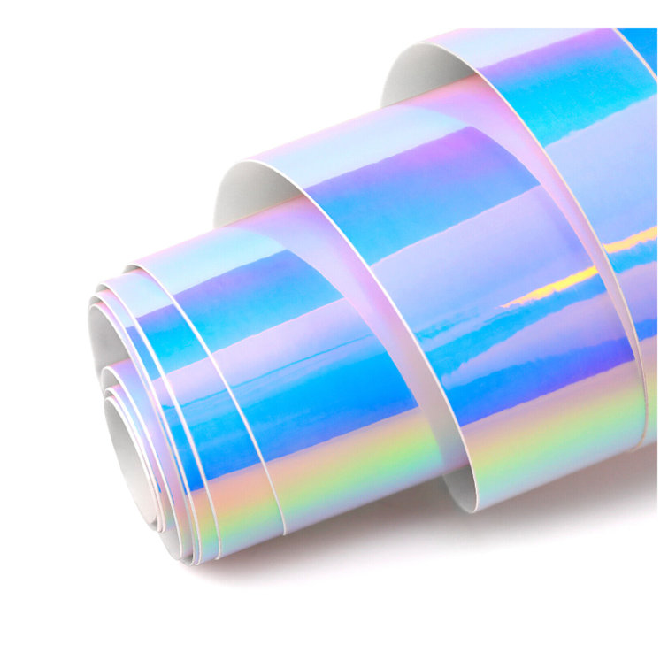 Holographic Chrome Craft Adhesive Vinyl Roll Holographic Spectrum Silver  Rainbow Vinyl 1x5ft with Cameo and Cutters for Decoration