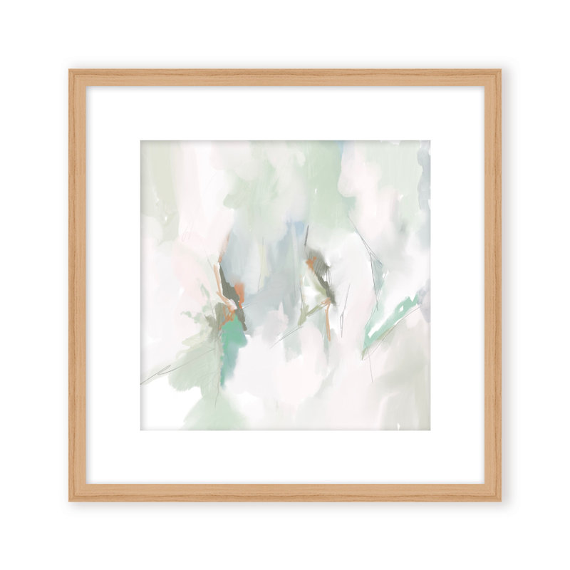 Abstract Coastal Bloom, 24" H x 24" W x 1.125" D, Framed Matted Print, Beige