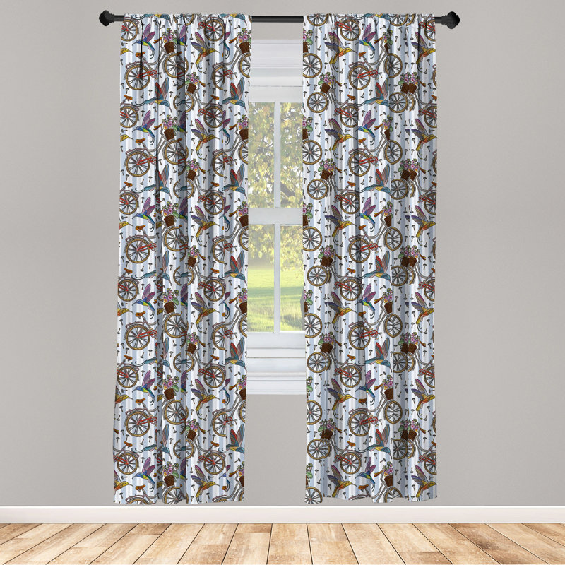 Bicycle Window Semi-Sheer Rod Pocket Sliding Panel, 28" x 95"