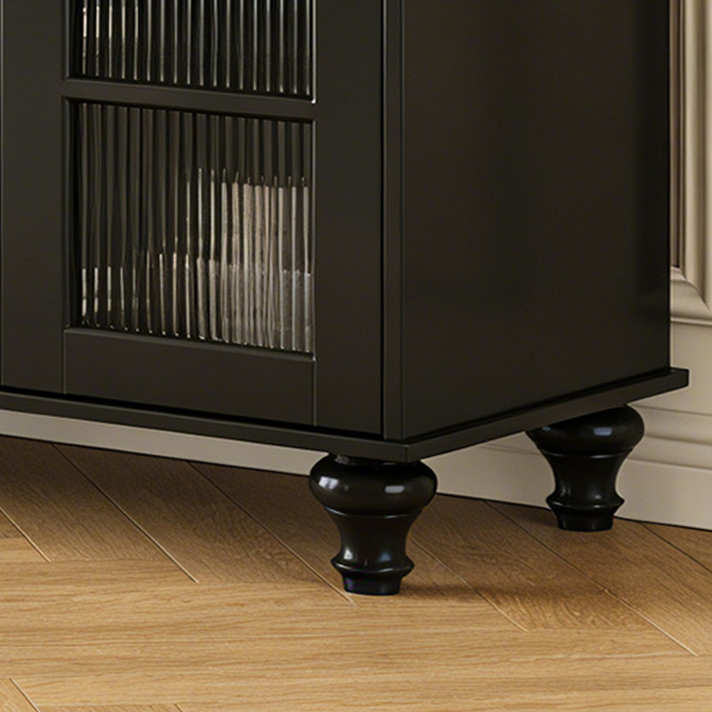 Meuble télé simple en verre rétro, H 28,34 po x L 78,74 po x l 15,74 po, Noir