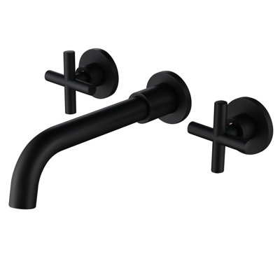 Robinet de salle de bain mural noir mat - Fabrication en laiton pour une circulation d'eau douce et un ajustement facile de la température dans une cartouche d'égouttement solide - Fonctionnement durable