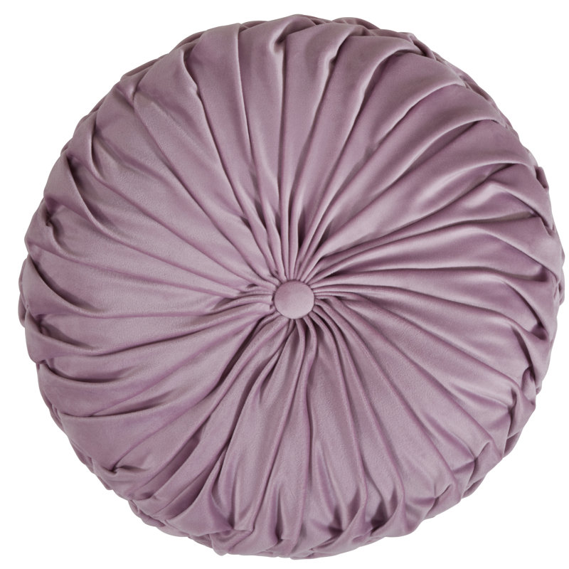 Lavender 14" Round Velvet Pintucked Throw Pillow