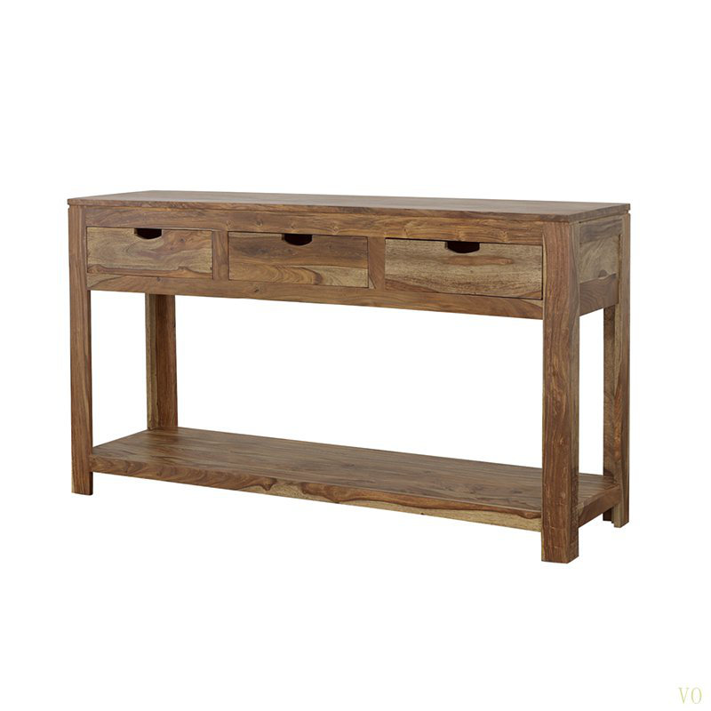3-Drawer Console Table With Lower Shelf