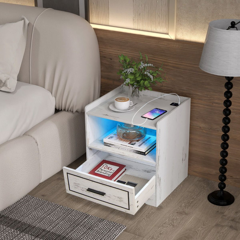 45cm W Manufactured Wood Bedside Table