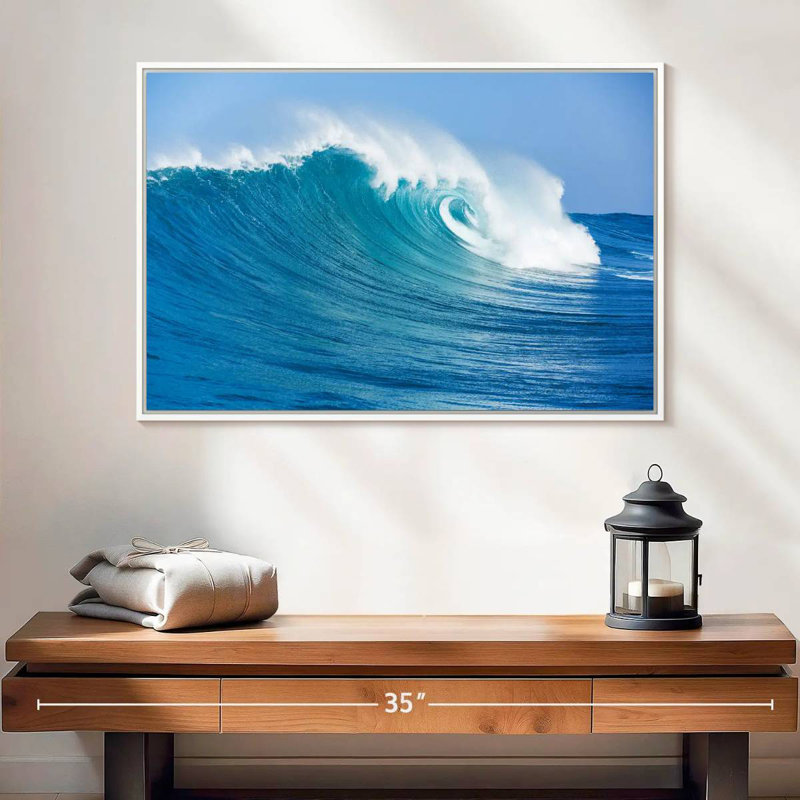 Ocean Wave Break, Cadre flottant blanc, 13 po x 9 po