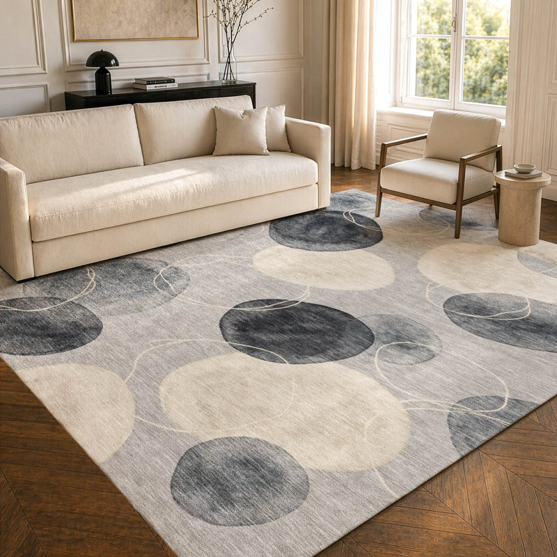 Tapis géométrique Ceajay ACN3085 lavable à la machine pour l'intérieur et l'extérieur, Gris, 10 pi x 14 pi