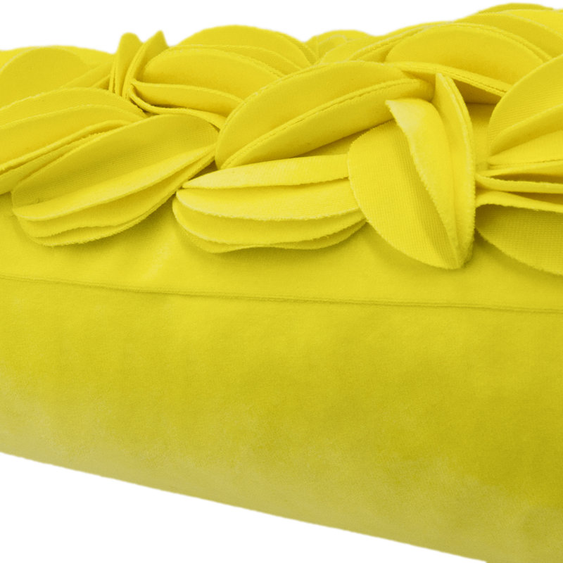 Housse de coussin brodée, Jaune York - velours, Rectangle H 12 po x l 20 po