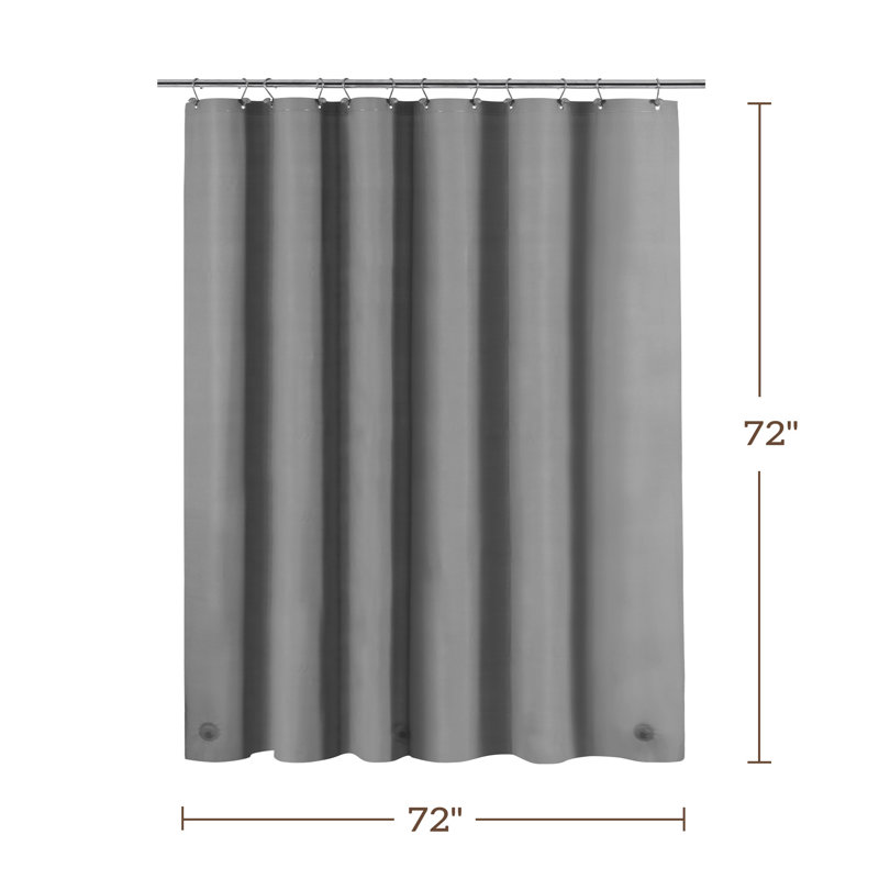 Waterproof Lightweight PEVA Shower Curtain Liner, 72"H x 72"W, Grey