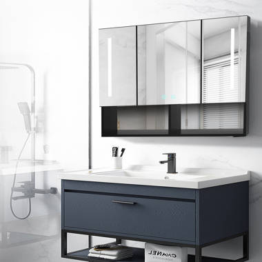 Kylina 30 Gray Modern Free-standing 2-drawer & 2-door Vessel Sink Bathroom  Vanity Set