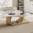 Albanese 47.2" Modern White Oval Coffee Table, Living Room Table Center Table with Faux Marble Top-713877755