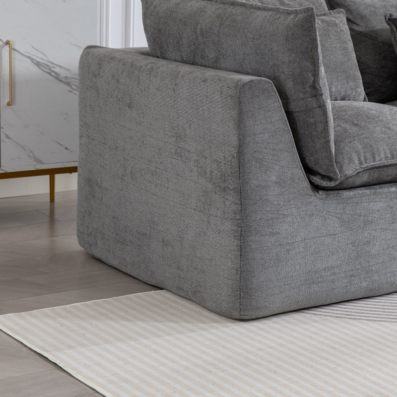 Canapé modulaire en L 102,3 po à 3 places pour canapé modulaire gris L 102,3 po, Gris, Forme en L