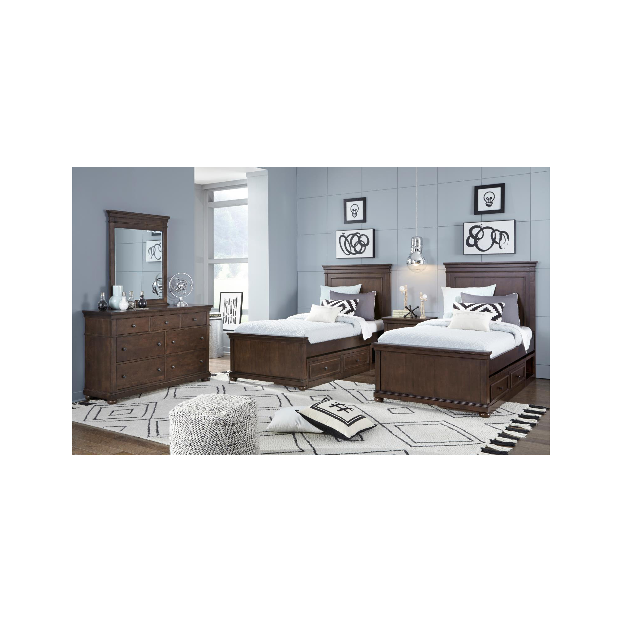 Jayden Complete Panel Bed, Brown, Twin