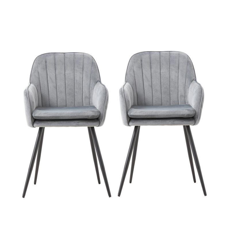 43.5cm H Velvet Upholstered Upholstered Back Armchair, Grey