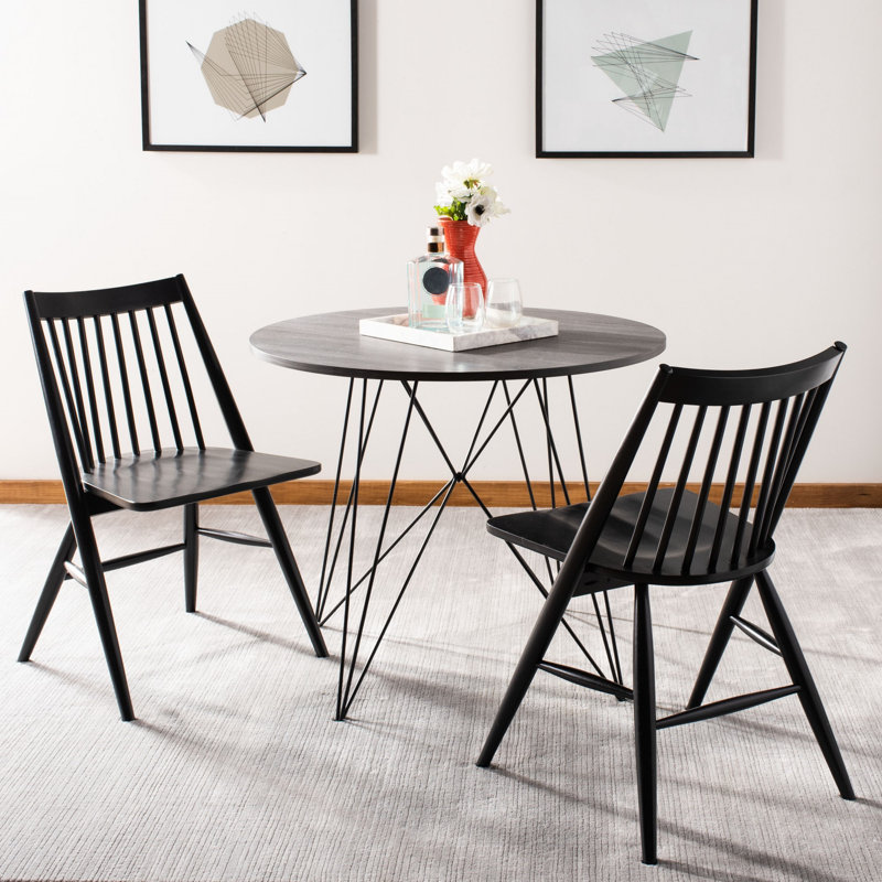 Ensemble de salle à manger 3 pièces Keiper, Noir, 5 pièces: table, 4 chaises