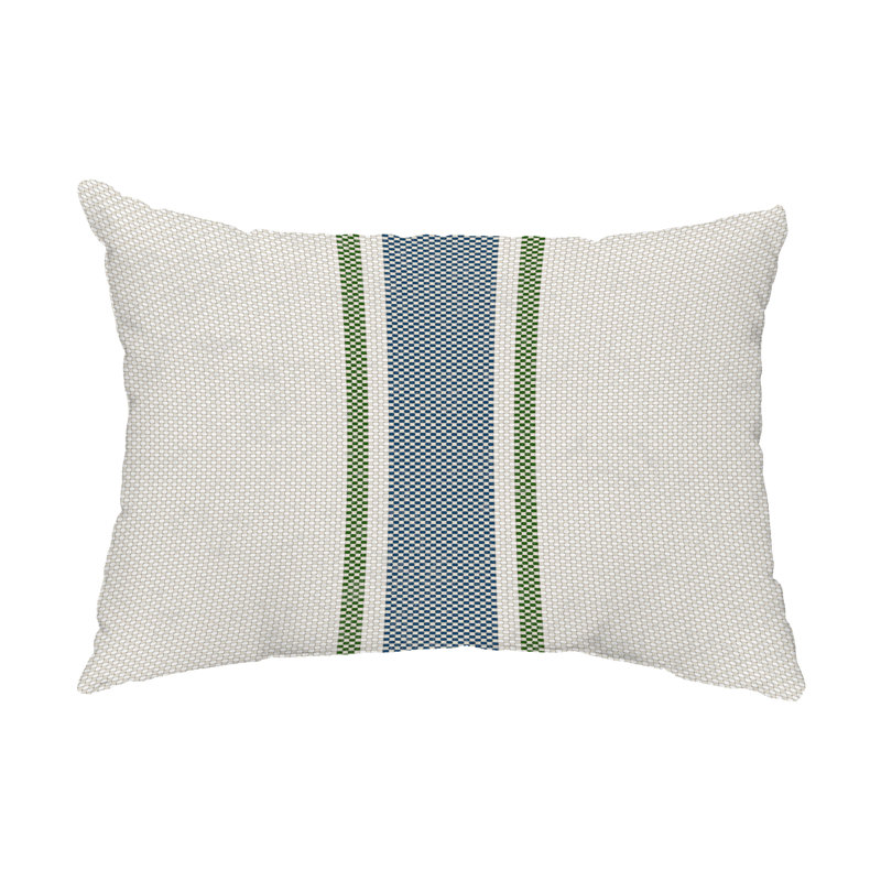 Grain Striped Outdoor Reversible Throw Pillow, Blue