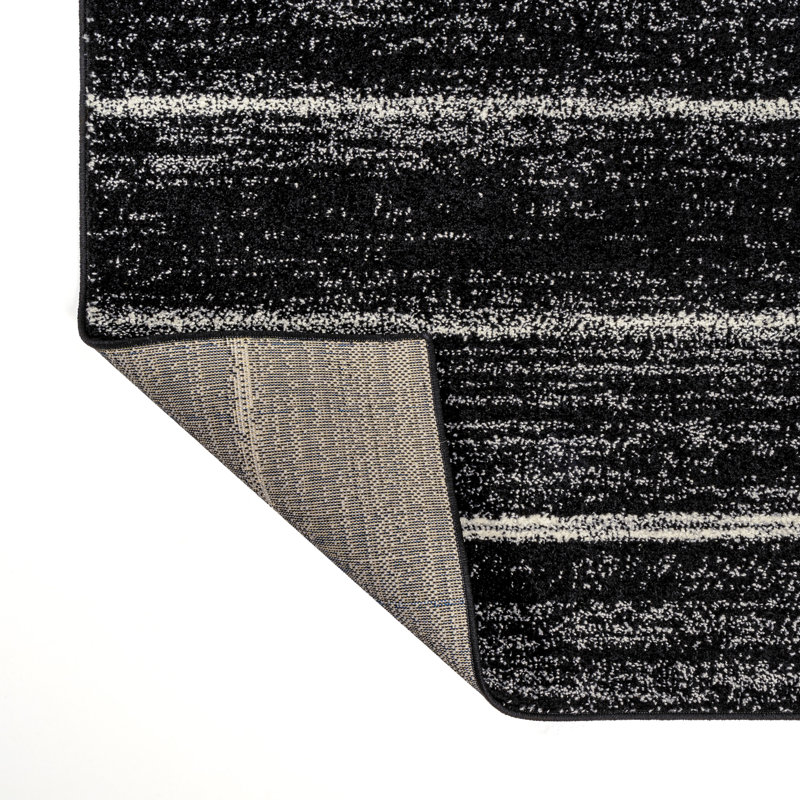 Komon Minimalist Stripe Black/Cream Rug, Rectangle 3' x 5'