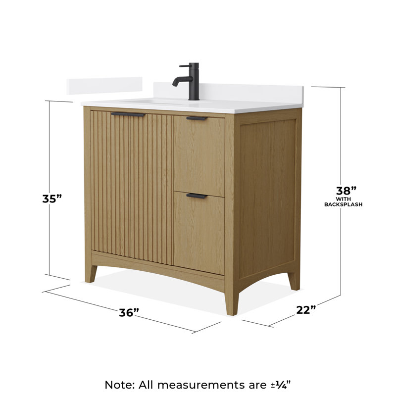 Palmilla 36" Freestanding Single Bathroom Vanity with Cultured Marble Top, Brushed Nickel, Beige, White Cultured Marble
