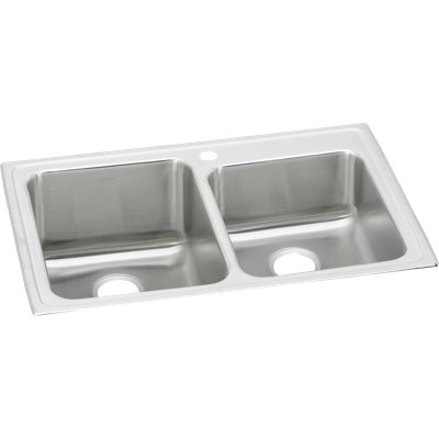Évier de cuisine à double cuve avec ensemble de drain encastrable L 33 po x l 22 po Lustertone