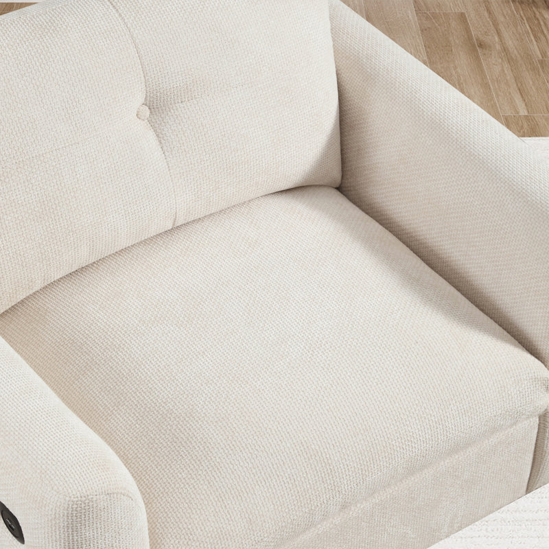 Modern Chenille Accent Chair,Upholstered Single Sofa Chair With Charging Port, Beige