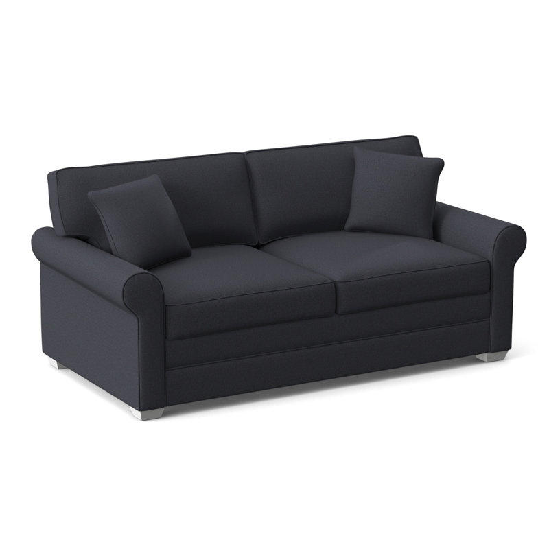 Bedford Upholstered 79'' Sofa, Frost White Finish, Knit Indigo Boucle; 0309-61
