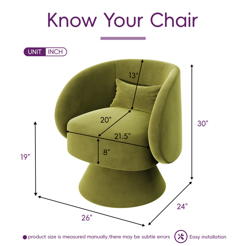 Fauteuil demi-tonneau pivotant rembourré (ensemble de 2), Teddy vert olive