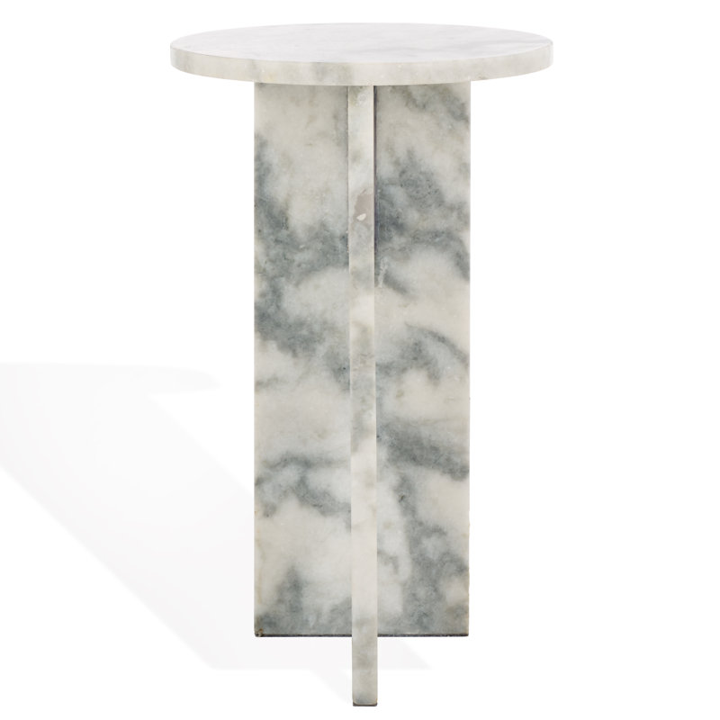Devlin Marble Drink Table, White
