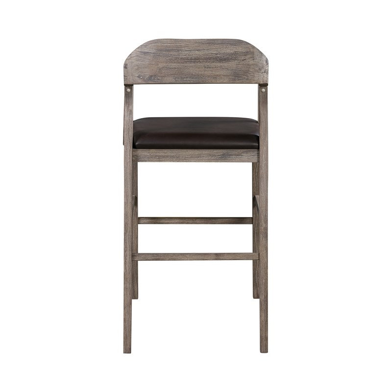  Tabouret à hauteur de bar en bois d'hévéa avec siège rembourré en bois de grange clair