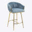 Ensemble de 2 tabourets de bar 26 po à hauteur de comptoir avec dossier ondulé à la main, base chromée dorée et repose-pieds (bleu)