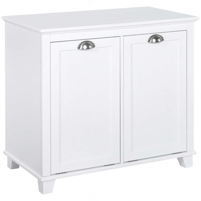 Modern Bathroom Dual Tilt Out Laundry Hamper Cabinet With 2-Compartment Hamper For Washroom