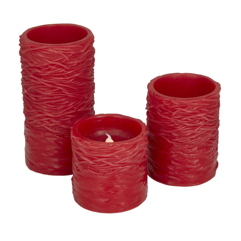 Traditional Wax Flameless Candle with Remote Control, Red