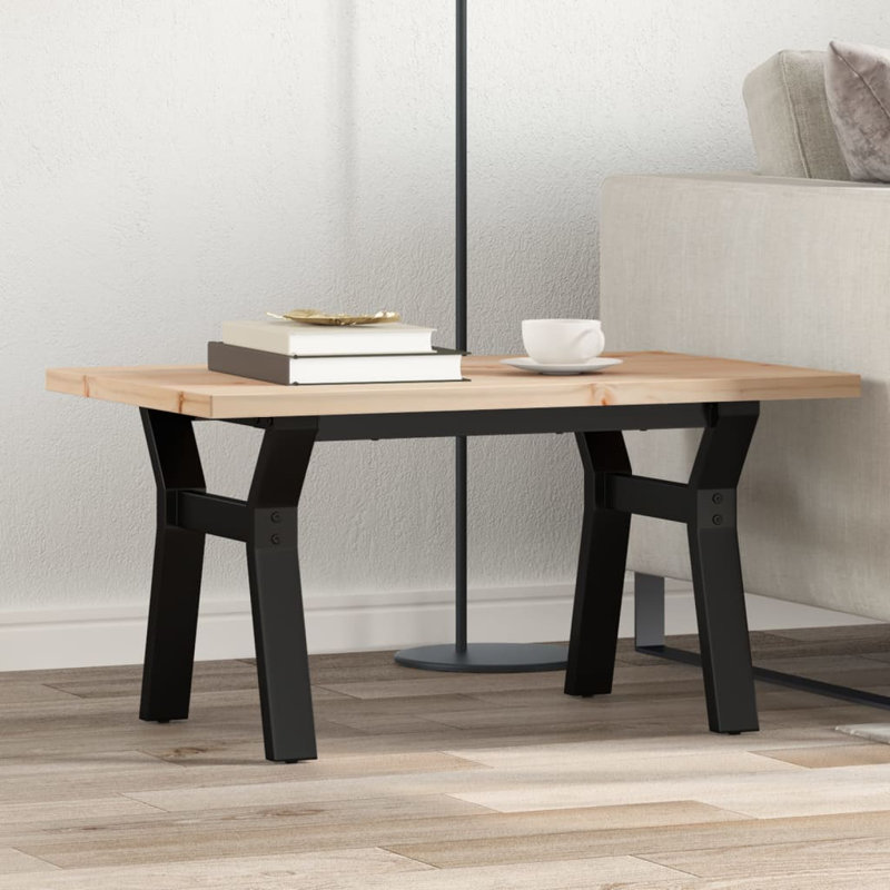 vidaXL Coffee Table Y-Frame Solid Wood Pine and Steel