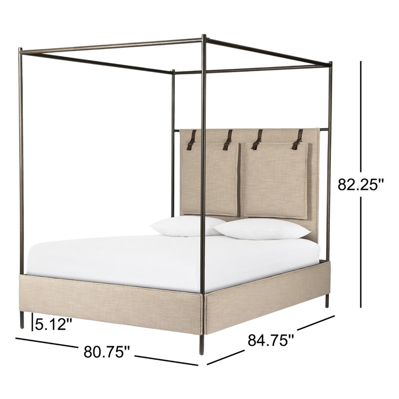Leigh Canopy Bed-Palm Ecru-King, Beige, King