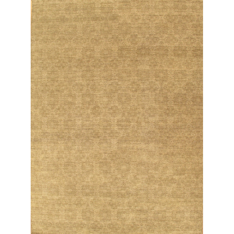 Tapis beige en laine noué la à la main