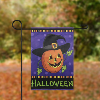Pumpkin in a Witch Hat Outdoor Garden Flag