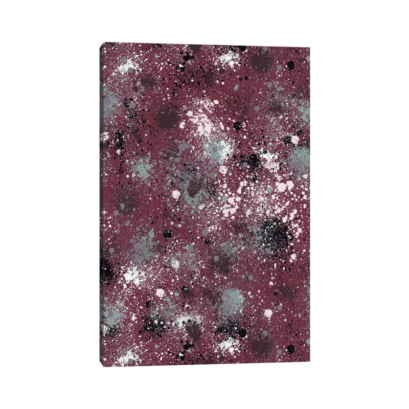 Ink Splatter Dust Burgundy by Ninola Design - Wrapped Canvas Painting
