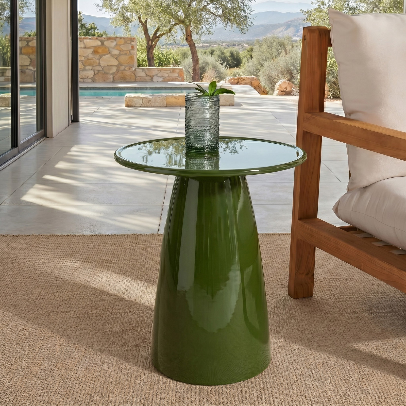 18" End Table, Olive Green