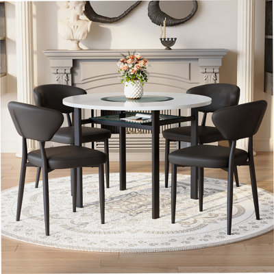 5-Piece Round Dining Table Set, Dining Table With 4 Dining Chairs
