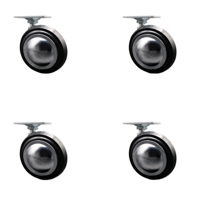 3 Inch Soft Tread Ball Caster – Top Plate – Set of 4 – SCC