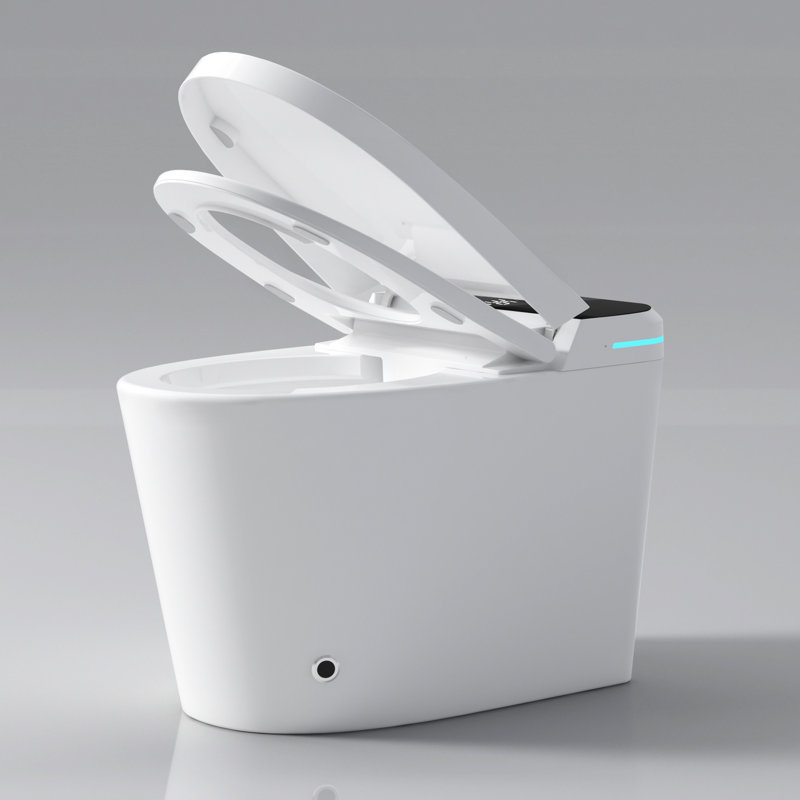 Intelligent Bidet Toilet - Auto Open/Close Seat, Foot Sensor, Rear Washing Mode, White Modern With Seat Open/Close, Temperature Adjustability,