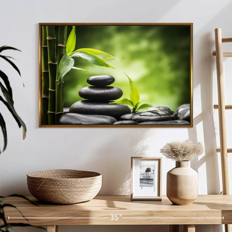 Spa zen, 46 po x 31 po, Cadre flottant doré