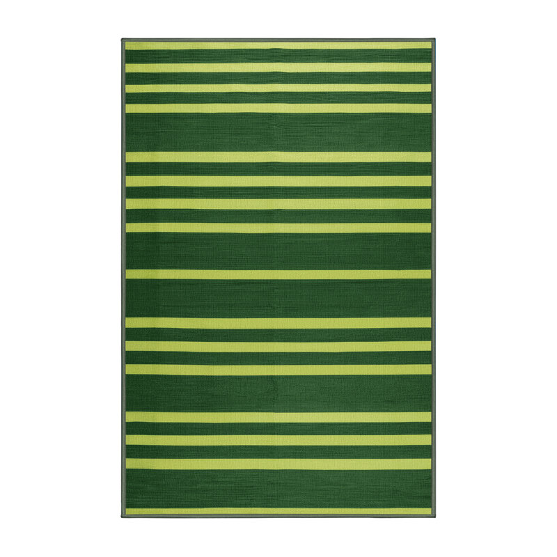Tapis vert à rayures horizontales lavable à la machine, Rectangle de 5 pi x 8 pi